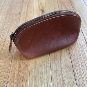 Madewell Brown Leather Zipper Pouch Makeup Bag Pencil Case